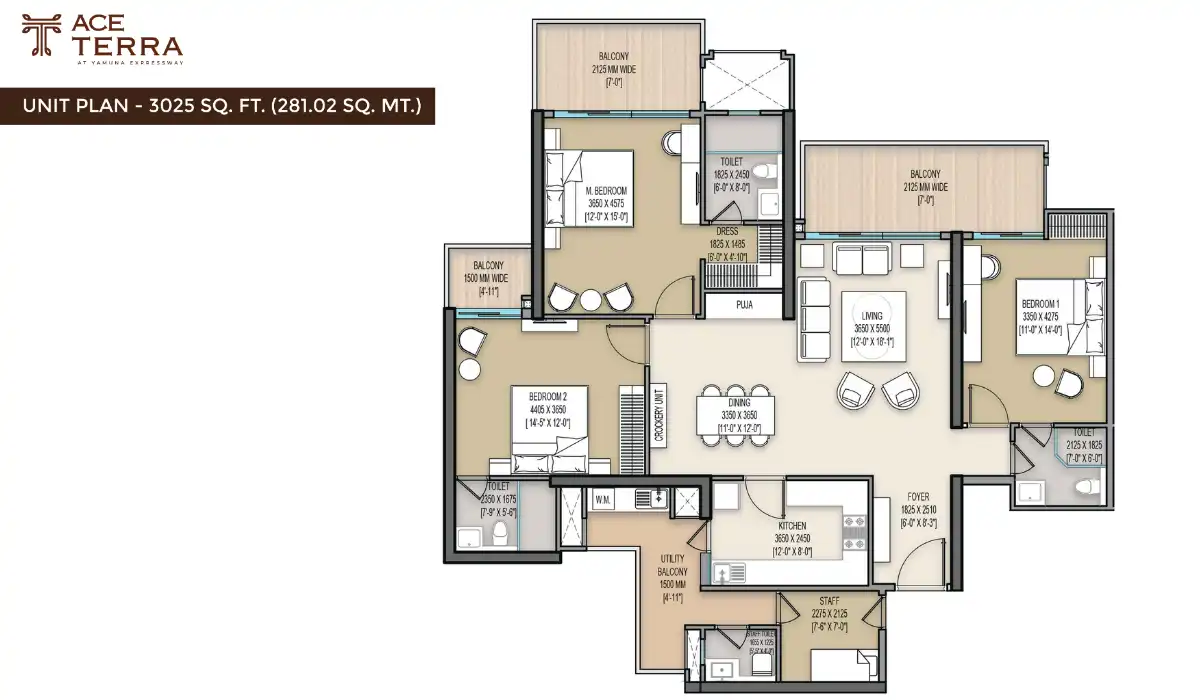 ACE Aurea 4 BHK + Servant - 3025 Sq.Ft., ACE Aurea 4 BHK + Servant